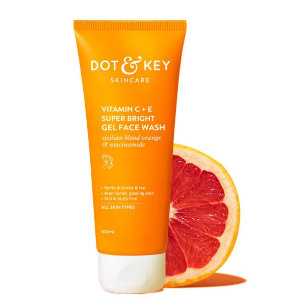 DOT & KEY Vitamin C + E Super Bright Gel Face Wash For Glowing And Brightening Skin | All Skin Types|With Triple Vitamin C| Face Wash For Women & Men|100 Ml - Image 2