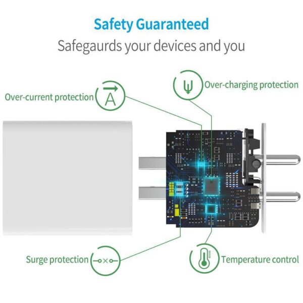 Dual Port Charger for Infinix GT 20 Pro 5G, Hot 20 4G, Hot 20S, Hot 40, Hot 40i, Hot 50 5G, Note 12 2023/40 5G / 40 Pro 5G / 40 Pro Plus 5G / 40X with Type-C USB Cable (TED15) - Image 4