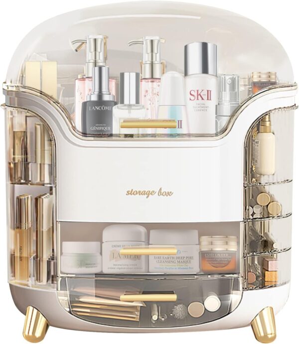 Niyam Makeup Organiser Storage Box for Countertop Cosmetics, Skincare and Beauty Case with Clear Lid Display for Easy Visibility and Drawers for Vanity, Dresser - Image 2