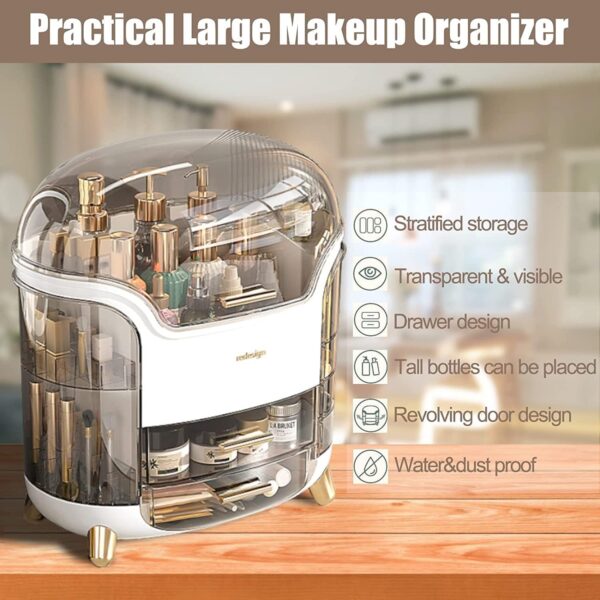 Niyam Makeup Organiser Storage Box for Countertop Cosmetics, Skincare and Beauty Case with Clear Lid Display for Easy Visibility and Drawers for Vanity, Dresser - Image 7