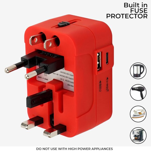 rts 224+ Countries Universal Travel Adapter with USB-C Type C & USB International All in One Travel Adapter, Universal Travel Essentials with 2.4A Universal Adaptor, for Phone, Laptop, Mobile, Tablet - Image 7