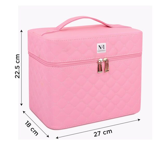 NFI essentials PU Makeup Box with Mirror 4 Layer Foldable Tray, Cosmetic Organizer for Women, Vanity Bridal Beauty Wedding Box Party Case for Girls - Image 5