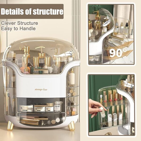 Niyam Makeup Organiser Storage Box for Countertop Cosmetics, Skincare and Beauty Case with Clear Lid Display for Easy Visibility and Drawers for Vanity, Dresser - Image 6