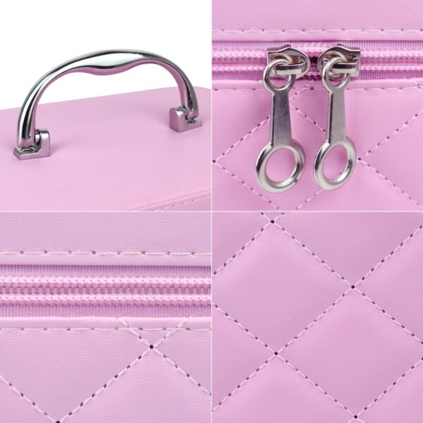 NFI essentials Hard Shell Vanity Cases for Women Travel Portable Carrying Cosmetic Case Suitcase Organizer Makeup Storage Box for Girls Toiletries Bag (MBO-12-Pink) - Image 8