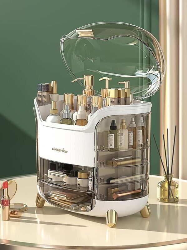 Niyam Makeup Organiser Storage Box for Countertop Cosmetics, Skincare and Beauty Case with Clear Lid Display for Easy Visibility and Drawers for Vanity, Dresser - Image 3
