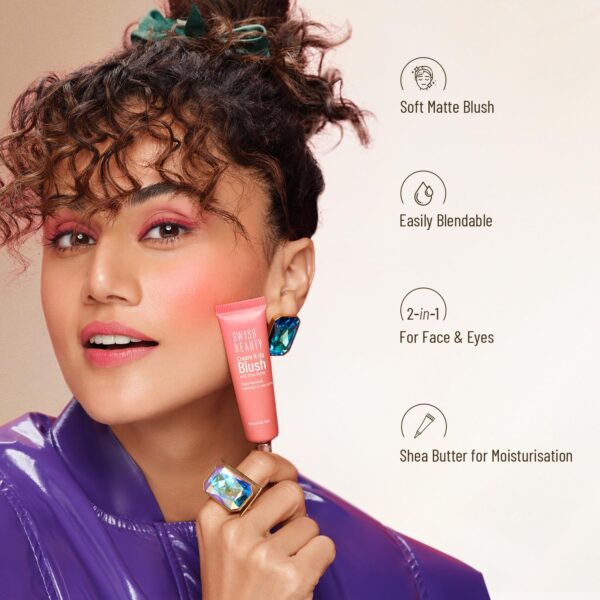 Swiss Beauty Cream It Up Blusher | Highly Pigmented | Long-lasting | Buildable & Blendable | All Skin Types | Shade- Cheeky Peach, 10ml - Image 5