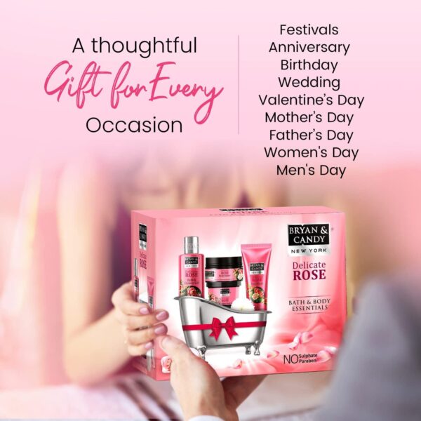 Bryan & Candy Delicate Rose Tub Kit Gift Set For Women, Luxurious Spa Experience at home, |100% Vegan, Skin-Friendly pH 5.5, SLS & Paraben Free - Image 7