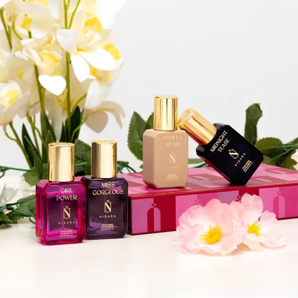 Nisara Long Lasting Women Perfume Gift Set 4x15ml(60ml) with | Midnight Tease | Girl Power | Vanilla Rush | Miss Gorgeous | Travel & Pocket friendly perfume kit for all moods & occasions | Perfume for Women | Gift for valentine | Gift For Sister, Wife, Friend, Girlfriend & Mother - Image 6