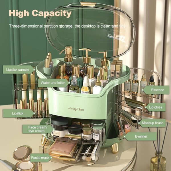Niyam Makeup Organiser Storage Box for Countertop Cosmetics, Skincare and Beauty Case with Clear Lid Display for Easy Visibility and Drawers for Vanity, Dresser - Image 5