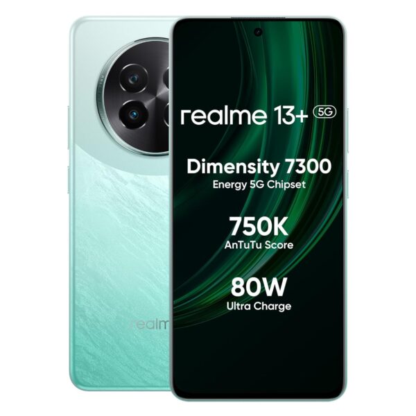 realme 13+ 5G (Speed Green, 8GB RAM, 256GB Storage) 6.67" AMOLED Display | 80W Ultra Charging DAK | Dimensity 7300E Processor - Image 2