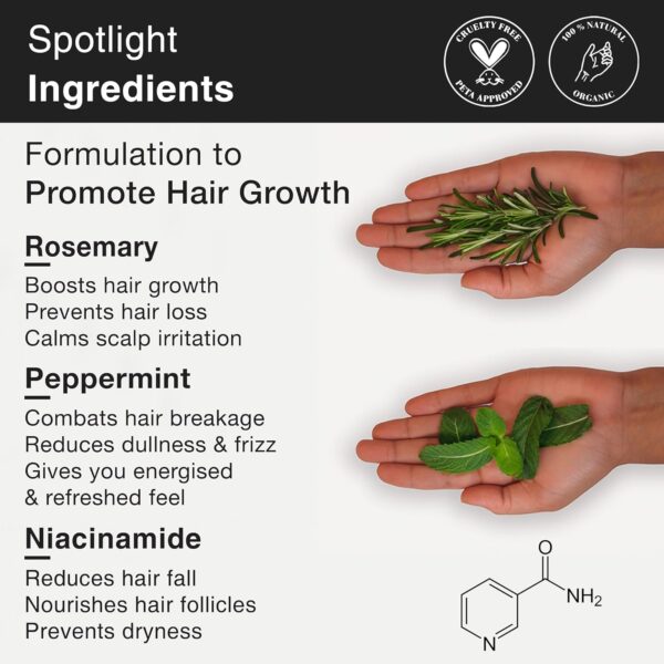 Soulflower Rosemary Water spray with mint| For Hair growth, Hair fall control, Scalp health, Hair damage protection, Anti frizz| Rosemary, Niacinamide & peppermint Oil | Men & Women | 100ml - Image 4