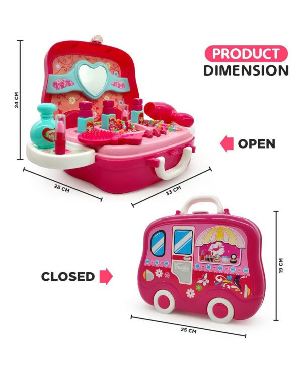 URBAN TOYS 21 Pcs Make up Kit Beauty Set Toy for Girl | Pretend Play Cosmetic Suitcase Makeup Set Accessories Toys for Children Princess Girls | 3+ Year Christmas & Birthday Gift| Multicolour Plastic - Image 4