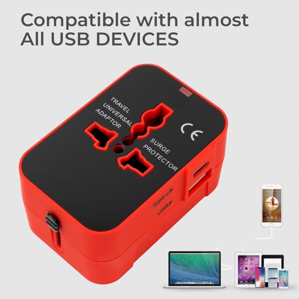 rts 224+ Countries Universal Travel Adapter with USB-C Type C & USB International All in One Travel Adapter, Universal Travel Essentials with 2.4A Universal Adaptor, for Phone, Laptop, Mobile, Tablet - Image 4