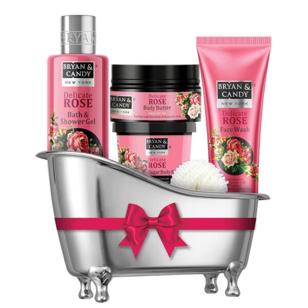 Bryan & Candy Delicate Rose Tub Kit Gift Set For Women, Luxurious Spa Experience at home, |100% Vegan, Skin-Friendly pH 5.5, SLS & Paraben Free - Image 2