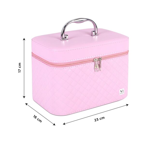 NFI essentials Hard Shell Vanity Cases for Women Travel Portable Carrying Cosmetic Case Suitcase Organizer Makeup Storage Box for Girls Toiletries Bag (MBO-12-Pink) - Image 5