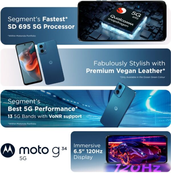 Motorola G34 5G (Ice Blue, 8GB RAM, 128GB Storage) - Image 9