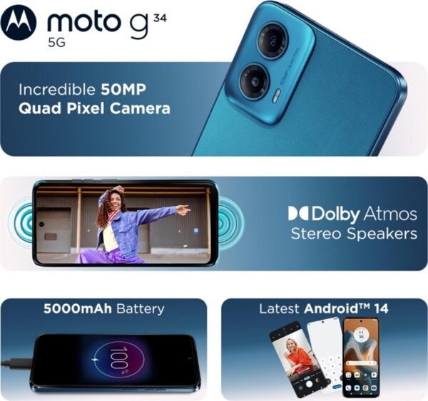 Motorola G34 5G (Ice Blue, 8GB RAM, 128GB Storage) - Image 6