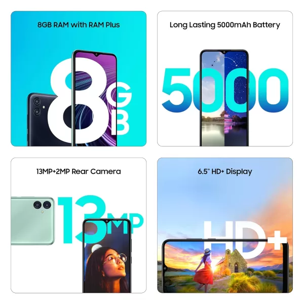 Samsung Galaxy M04 Light Green, 4GB RAM, 64GB Storage | Upto 8GB RAM with RAM Plus | MediaTek Helio P35 Octa-core Processor | 5000 mAh Battery | 13MP Dual Camera - Image 4