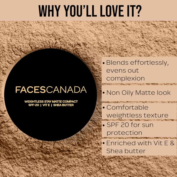 FACESCANADA Weightless Stay Matte Finish Compact Powder - Natural, 9g | Non Oily Matte Look | Evens Out Complexion | Hides Imperfections | Blends Effortlessly | Pressed Powder For All Skin Types - Image 3