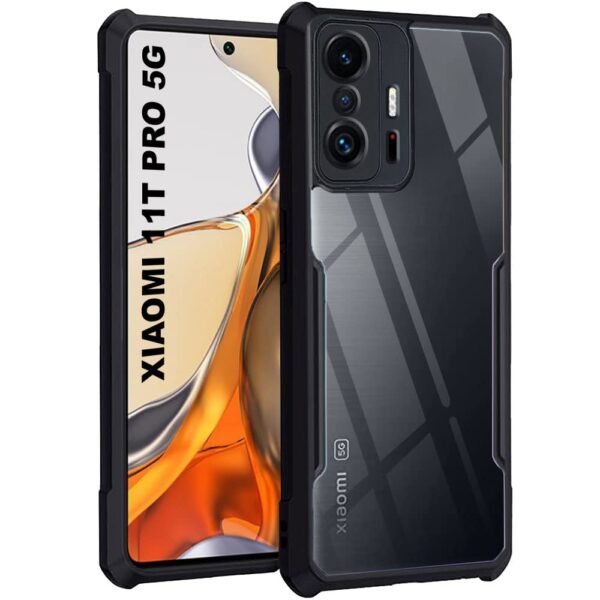 TheGiftKart Shockproof Crystal Clear Back Cover Case for Xiaomi 11T Pro 5G | 360 Degree Protection | Protective Design | Transparent Back Cover Case for Xiaomi 11T Pro 5G (PC, TPU | Black Bumper) - Image 2