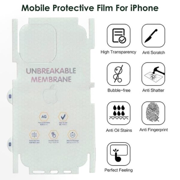 Blyton Matte Finish Back Screen Protector Unbreakable Membrane Scratch Guard Transparent TPU Full Fit Protective, Case Friendly, Compatible with iPhone 16 Pro (Back & Side) - Image 4