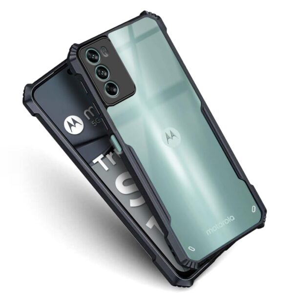 Fashionury TPU+Plastic Crystal Clear Back Cover for Motorola G62 5G | 360 Degree Protection | Transparent Back Cover Case for Motorola G62 5G Black Bumper - Image 2