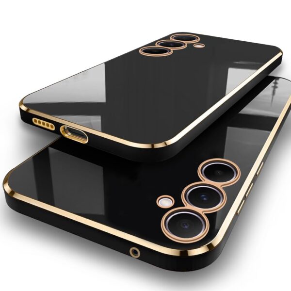 TheGiftKart Luxurious Golden-Plated Back Cover Case for Samsung Galaxy A35 5G | Raised Lips for Camera & Screen Protection | ShockProof Design | Stylish Back Cover Case for Samsung A35 5G (TPU, Black) - Image 2