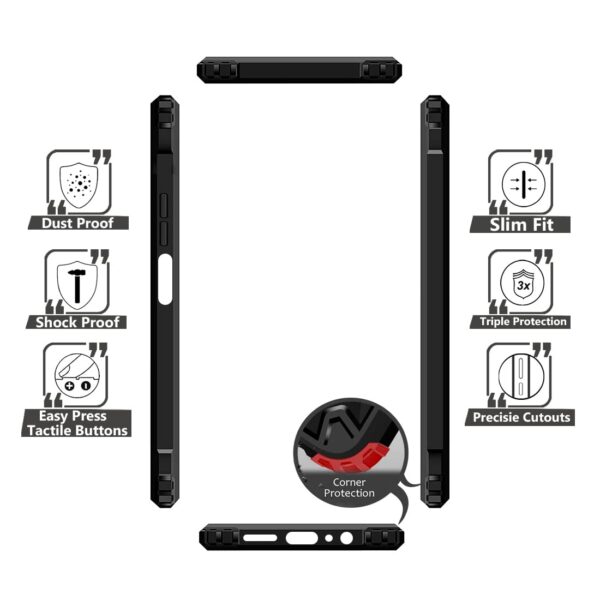 Fashionury TPU+Plastic Shockproof Crystal Clear Back Cover Case for Iqoo Z6 Lite 5G 360 Degree Protection Protective Design Transparent Back Cover Case for Iqoo Z6 Lite 5G Black Bumper - Image 7