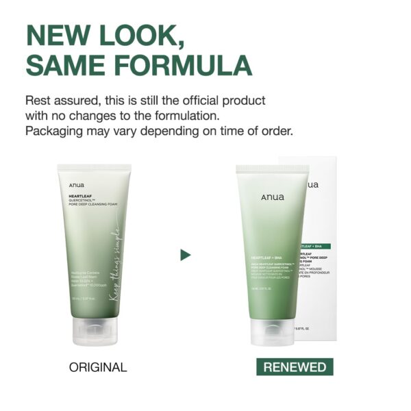 Anua Heartleaf Quercetinol Pore Deep Cleansing Foam, Facial Cleanser, for Double Cleansing, BHA, Hyaluronic Acid, Glycerin, Face Wash, Blackhead Remover, Korean Skincare (150ml) - Image 3