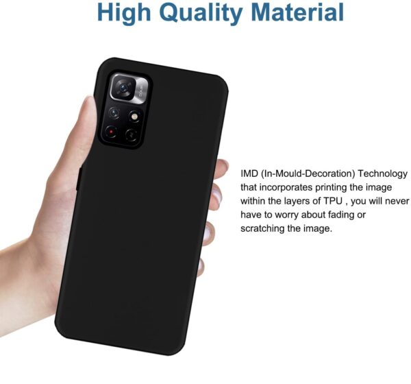 HELLO ZONE Rubber Exclusive Matte Finish Soft Back Case Cover for Redmi Mi Note 11T 5G - Black - Image 5