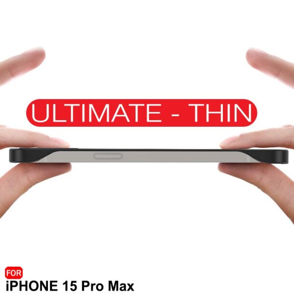 TheGiftKart Hybrid Ultimate Slim Back Case Cover for iPhone 15 Pro Max | Camera & Screen Protection | Frosted Matte Translucent Hard Back Case Cover for iPhone 15 Pro Max (PC & TPU, Black Bumper) - Image 5
