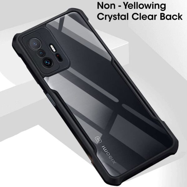 TheGiftKart Shockproof Crystal Clear Back Cover Case for Xiaomi 11T Pro 5G | 360 Degree Protection | Protective Design | Transparent Back Cover Case for Xiaomi 11T Pro 5G (PC, TPU | Black Bumper) - Image 4