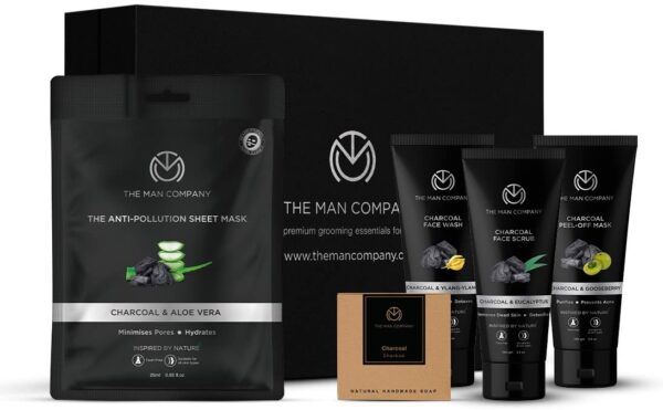 The Man Company De Tan Charcoal Facial Kit for Men with Face Wash, Face Scrub, Peel Off Mask, Sheet Mask, Soap for Whitehead & Blackhead Removal, Deep Skin Cleansing & Oil Control | Best Gift Set - Image 2