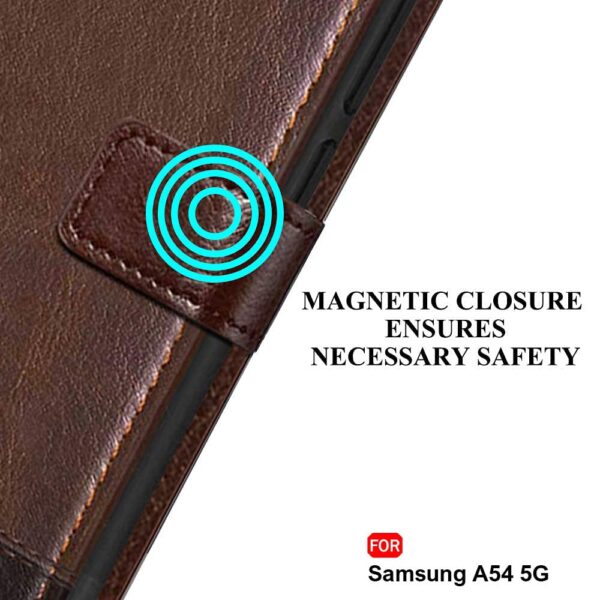 TheGiftKart Flip Back Cover Case for Samsung Galaxy A54 5G | Dual-Color Leather Finish | Inbuilt Stand & Pockets | Wallet Style Flip Back Case Cover for Samsung Galaxy A54 5G (Brown & Coffee) - Image 6