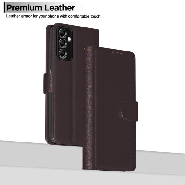 Pikkme Flip Cover Leather Finish | Inside TPU with Card Pockets | Wallet Stand and Shock Proof | Complete Protection Flip Case for Samsung Galaxy A14 4G / A14 5G(Coffee) - Image 8