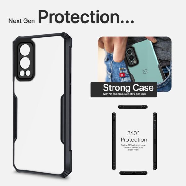 Pikkme OnePlus Nord 2 5G Back Cover Shockproof Bumper Clear Transparent Case for OnePlus Nord 2 5G (TPU+Plastic, Black) - Image 8