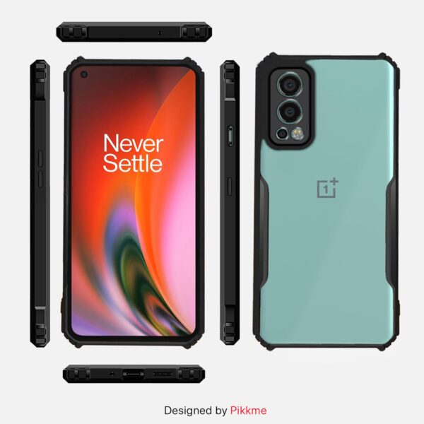 Pikkme OnePlus Nord 2 5G Back Cover Shockproof Bumper Clear Transparent Case for OnePlus Nord 2 5G (TPU+Plastic, Black) - Image 4