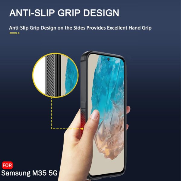 TheGiftKart Liquid Silicon Back Cover Case for Samsung Galaxy M35 5G | Shockproof Military Grade Protection | Micro-Fibre Cloth On Inner Side | Anti-Slip Grip Samsung M35 Back Cover Case (TPU, Black) - Image 5