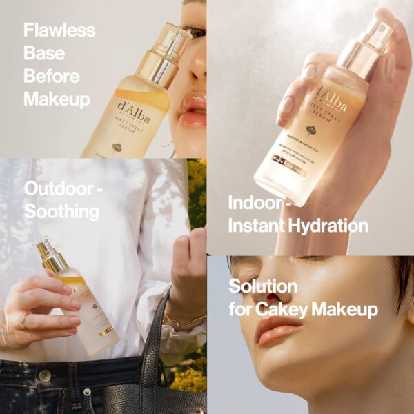 d'Alba Italian White Truffle First Spray Serum, Vegan Skin Care, Hydrating Face Moisturizer, Glow Serum for Radiant Skin, Non Comedogenic, All In One Mist, Korean Skin Care (3.38 fl oz / 100ml) - Image 5