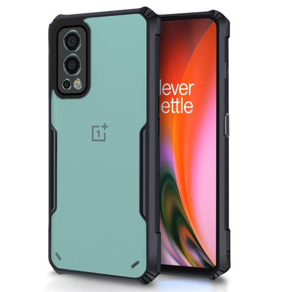 Pikkme OnePlus Nord 2 5G Back Cover Shockproof Bumper Clear Transparent Case for OnePlus Nord 2 5G (TPU+Plastic, Black) - Image 2