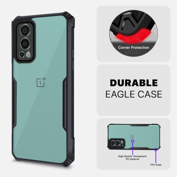 Pikkme OnePlus Nord 2 5G Back Cover Shockproof Bumper Clear Transparent Case for OnePlus Nord 2 5G (TPU+Plastic, Black) - Image 6