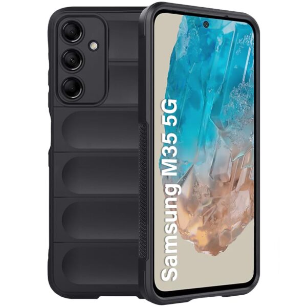 TheGiftKart Liquid Silicon Back Cover Case for Samsung Galaxy M35 5G | Shockproof Military Grade Protection | Micro-Fibre Cloth On Inner Side | Anti-Slip Grip Samsung M35 Back Cover Case (TPU, Black) - Image 2