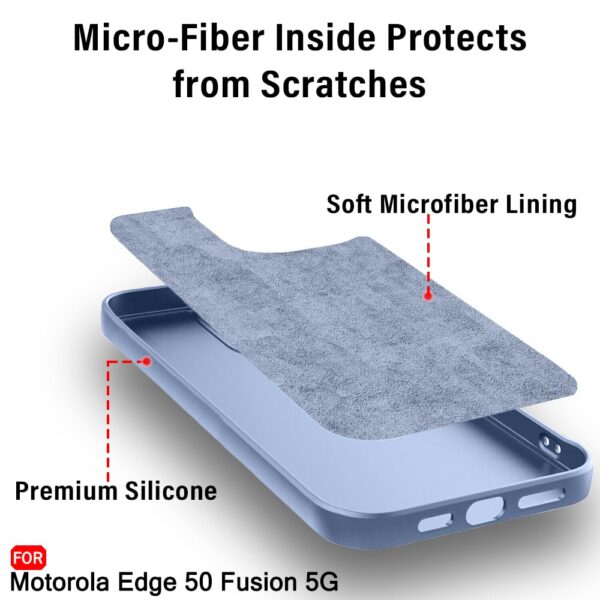 TheGiftKart Liquid Silicone Back Cover Case for Motorola Edge 50 Fusion 5G | Soft Micro-Fibre Lining Inside | Camera Protection Bump | Shockproof Cover for Moto Edge 50 Fusion (Silicone,Light Blue) - Image 4