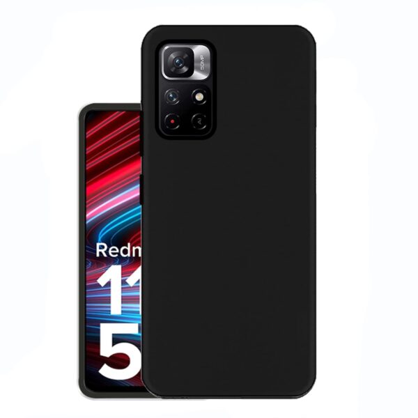 HELLO ZONE Rubber Exclusive Matte Finish Soft Back Case Cover for Redmi Mi Note 11T 5G - Black - Image 2