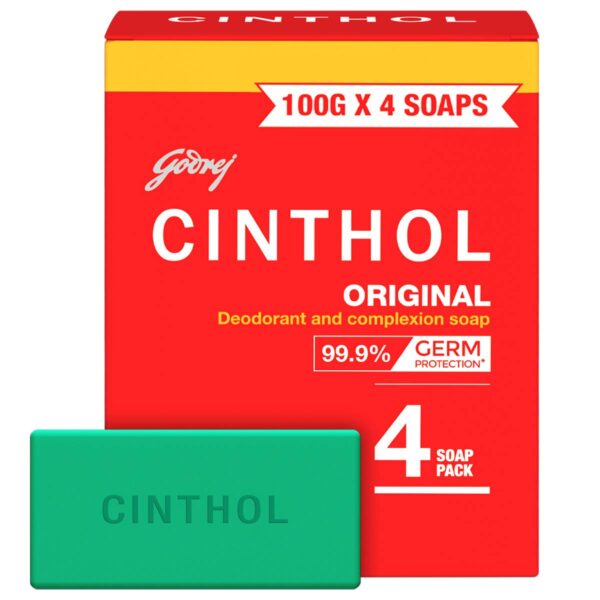 Cinthol Original Soap, 100g (Pack of 4) | Germ Protection | Soaps For Bath | Grade 1 Soap | For All Skin Types - Image 2