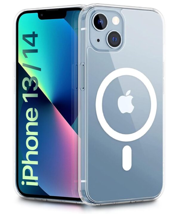 Amazon Brand - Solimo Back Case Cover for iPhone 13 / for iPhone 14 | Compatible with MagSafe | Sleek Hard Crystal Clear Back (Transparent) - Image 3