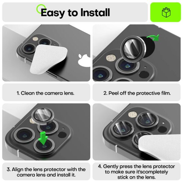 Amazon Brand - Solimo Camera Glass Lens Protector Ring For Apple iphone 15 Pro Case Friendly with Edge to Edge Coverage and Easy Installation (Natural Titanium) - Image 8