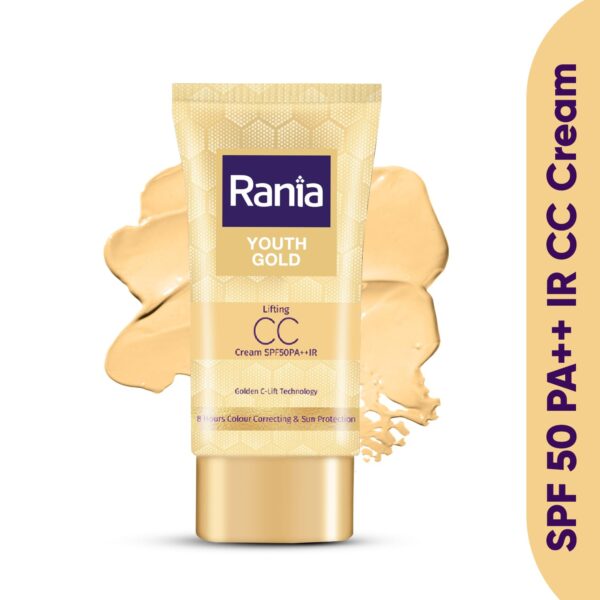 Rania CC Cream SPF50PA++IR with Vitamin C,24K Gold|Tinted moisturizer|Foundation & skincare|Lightweight|9-5 long lasting |Natural makeup look,25g - Image 9