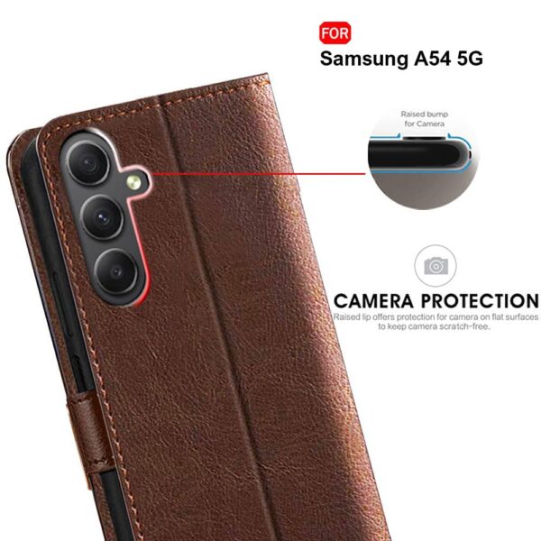 TheGiftKart Flip Back Cover Case for Samsung Galaxy A54 5G | Dual-Color Leather Finish | Inbuilt Stand & Pockets | Wallet Style Flip Back Case Cover for Samsung Galaxy A54 5G (Brown & Coffee) - Image 8