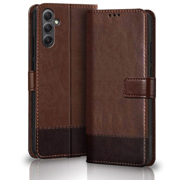TheGiftKart Flip Back Cover Case for Samsung Galaxy A54 5G | Dual-Color Leather Finish | Inbuilt Stand & Pockets | Wallet Style Flip Back Case Cover for Samsung Galaxy A54 5G (Brown & Coffee) - Image 2